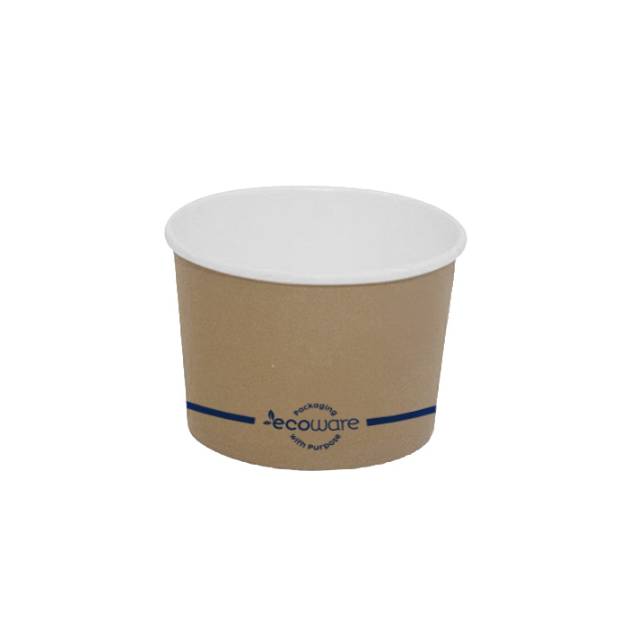 Paper Bowl 8oz/240ml - PLA Hot/Cold 90x75x62mm - Brown 50x20P