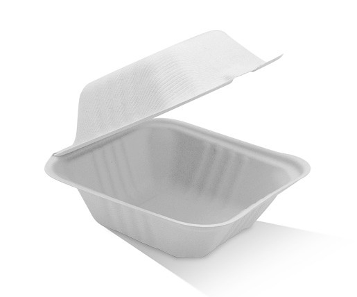 Sugarcane Burger Box 6in /152x152x80mm - White 50x8P
