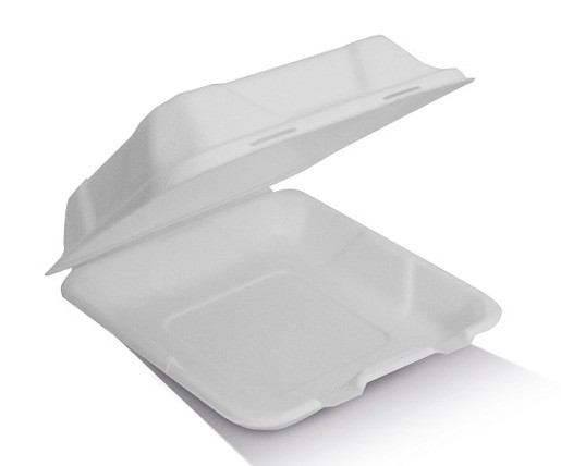 Sugarcane Clamshell Box - 9in 229x229x80mm - White 50x4P