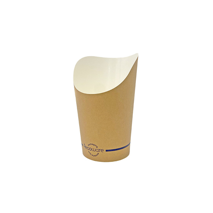 Chip Cup 16oz - PLA Coated Scoop 93x58x148mm - Brown 50x20P