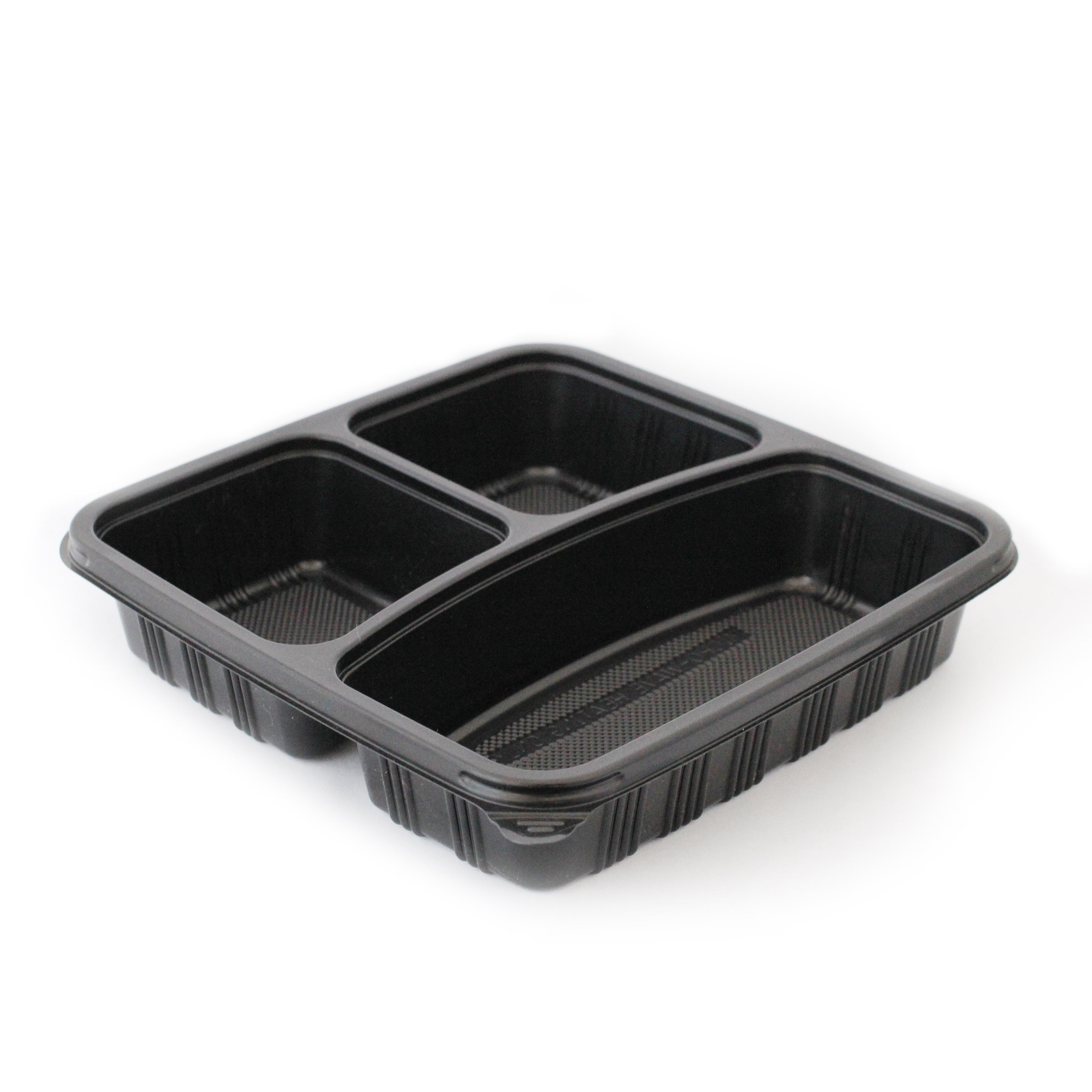 Square Compartmented Container 3CBL - Plastic 215x215x43mm - Black 150set
