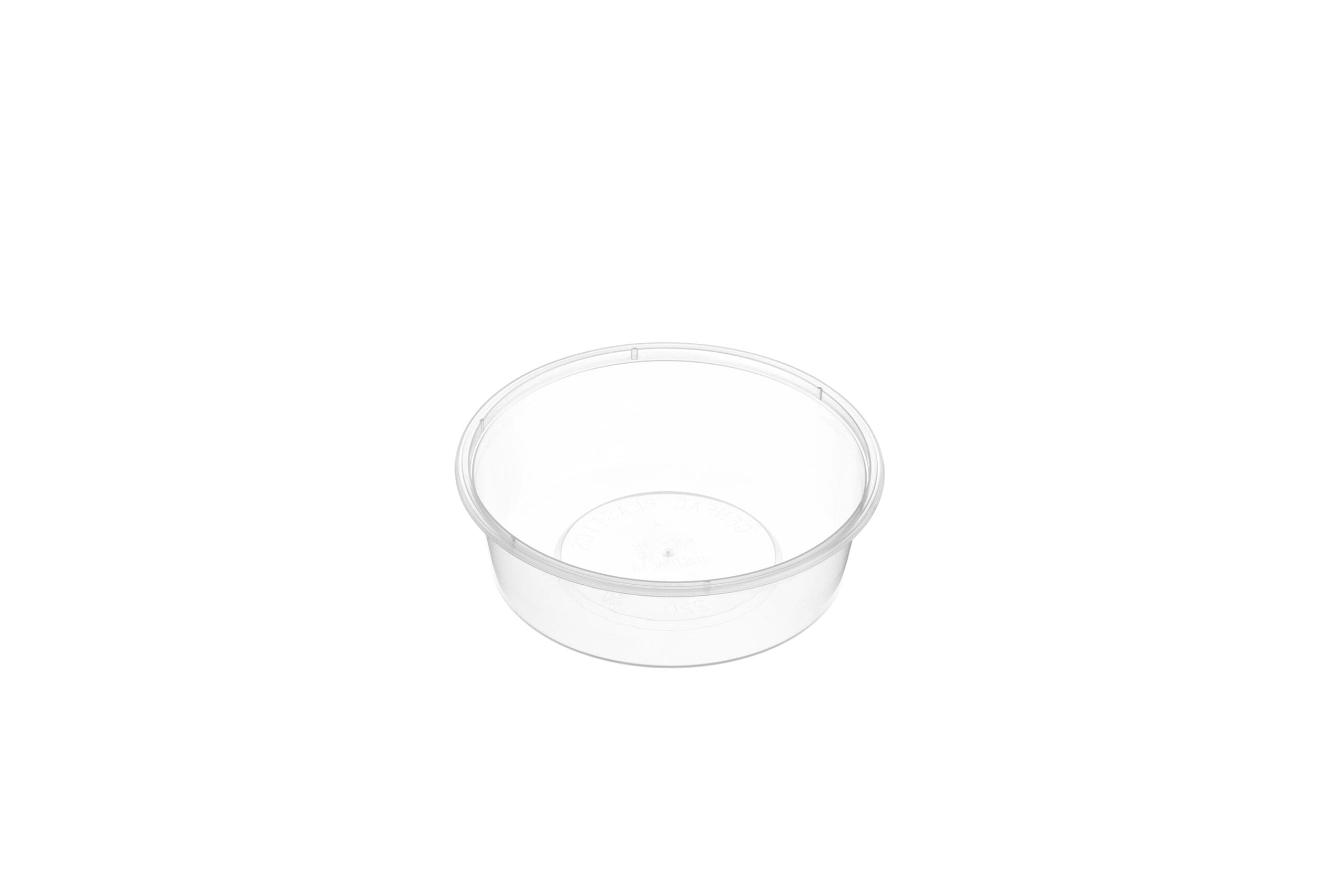 Round Container 220ml - Plastic 117.5x35mm - Clear 50x20P