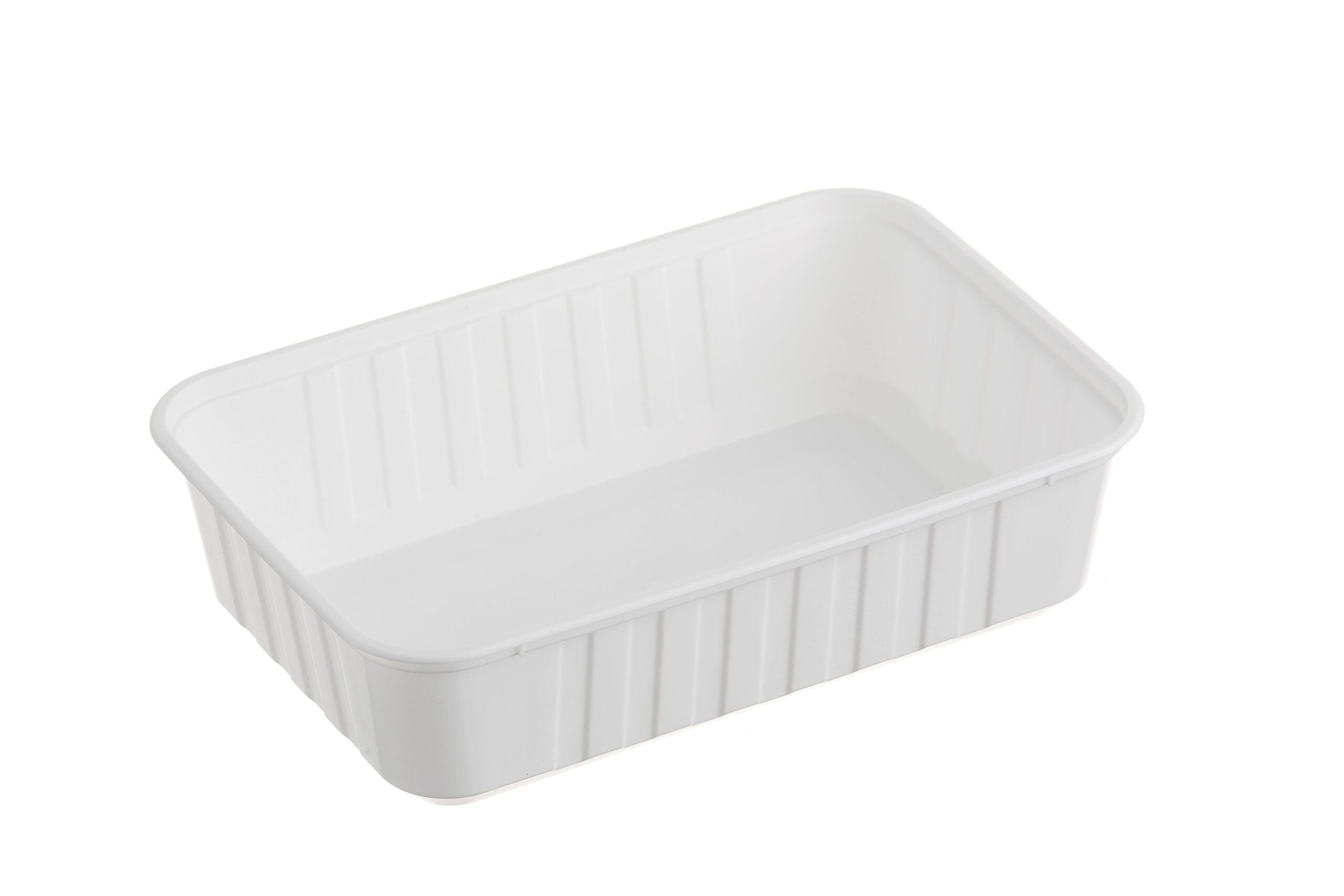Ribbed Rectangular Container 750ml - Freezer Plastic 184x125x48mm - White 50x10P