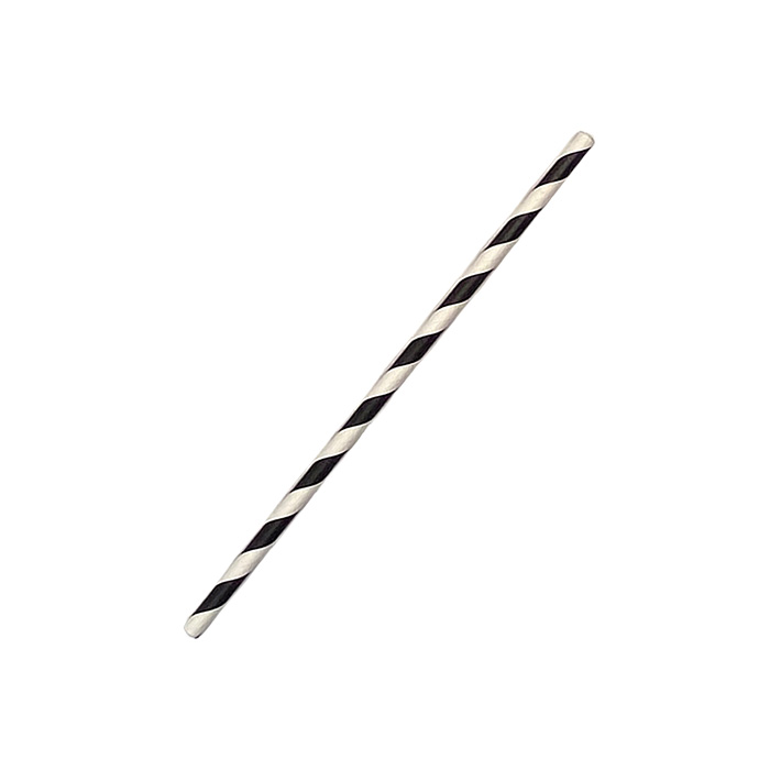 Regular Straw Paper 6x197mm - Black Stripe 50x50P