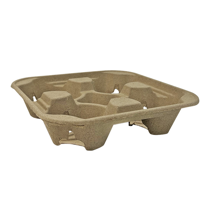 Drink Trays 4 Cup Egg  Board 225x225x45mm - Brown 50x4P