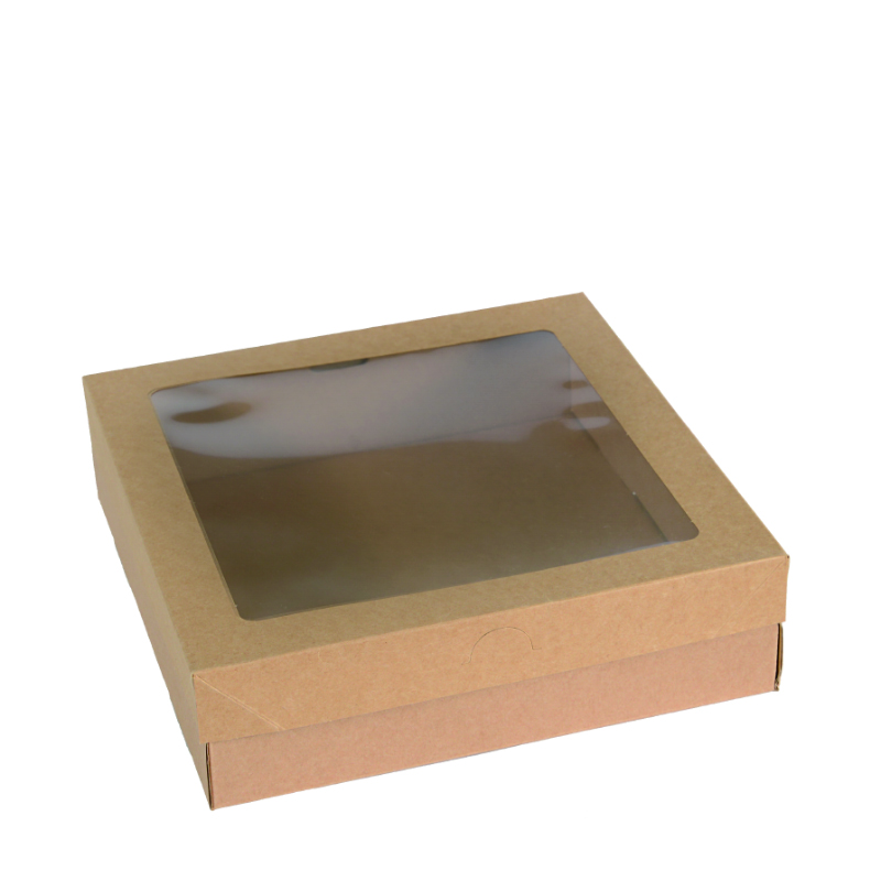 Rectangle Tray Medium Lid No.2 - 364x255x30mm - Catering PET Window Brown 100s