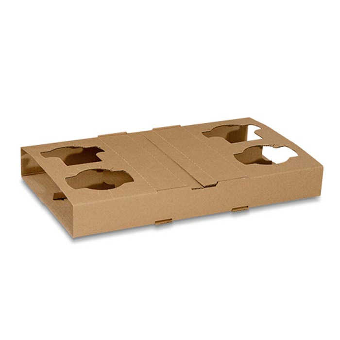 Drink Trays 4 Cups - Corrugated Fluted Board 290x174x37mm - Brown 100s
