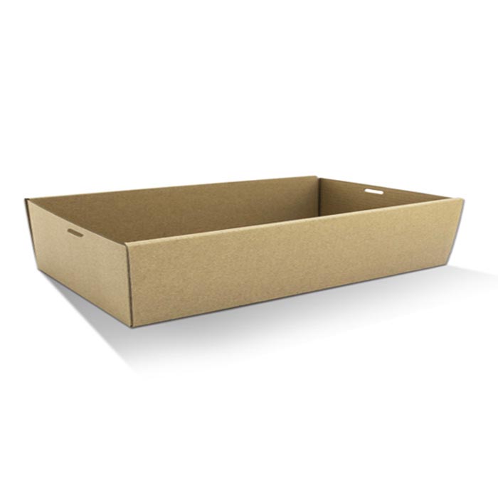 Rectangle Tray Large 558x252x80mm -  Corrugated Catering Brown 50s