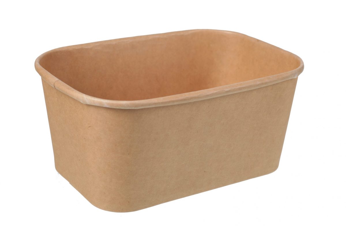Rectangular Container 1000ml PP Coated  172x120+146x95+75mm- Kraft-50s X 6p