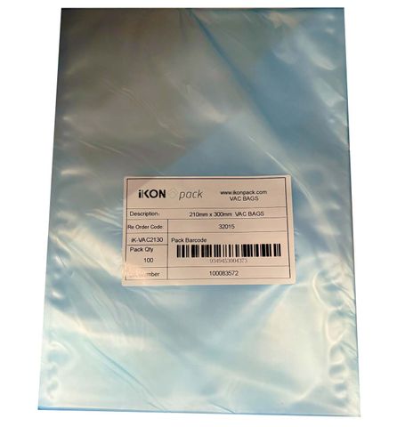 Vacuum Pouches 70um - Plastic 210x300mm - Clear 100x10P