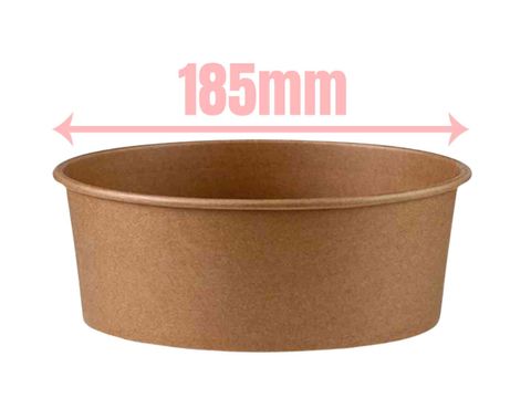 Paper Bowls - PE Coated Kraft - 42oz (1.26lt) (185x160x68mm)- Brown - 300s/6p