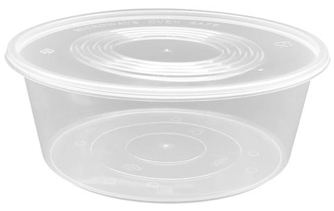 Round container 3000ml/100oz with Flat Lid - Plastic Clear 90sets