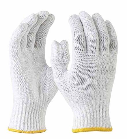 Gloves-Knitted Cotton-One size-White-Thick 12/pk