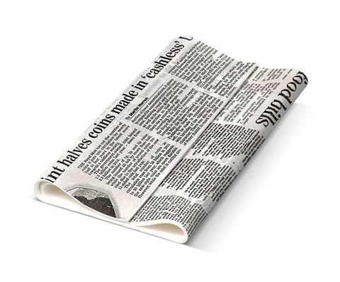 Newspaper Print Greaseproof Paper 35gsm - 1/3cut400x220mm - Bleached 1200s
