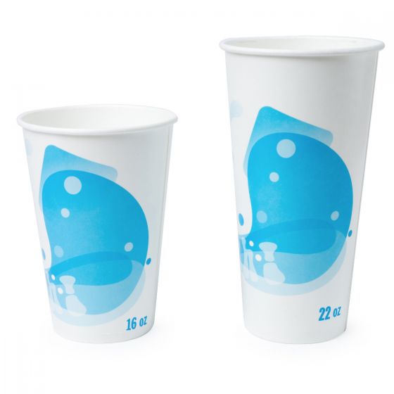 89mm Milkshake Paper Cup 22oz/660ml - White with Blue 50x20P