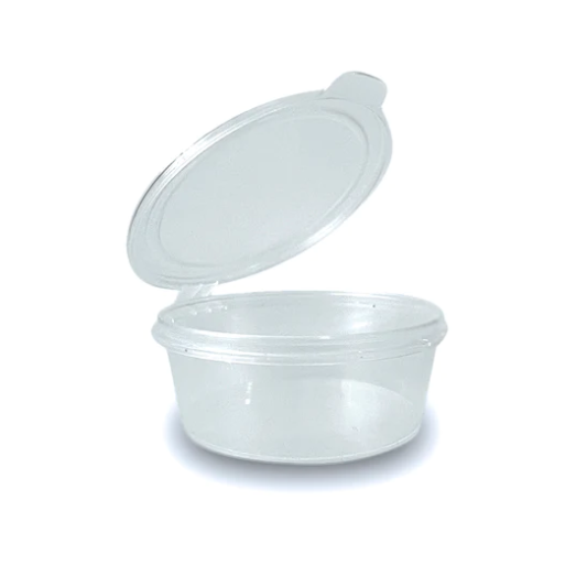 Sauce Container Hinged Lid 2oz/50ml - Plastic Clear 100x10P
